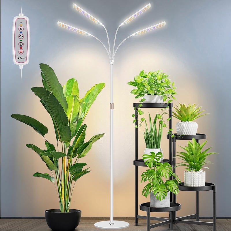 Kullsinss Grow Lights for Indoor Plants, 4-Head Full Specturm Plant Grow Light with 4/8/12/16H Timer, 3 Color Modes, 5 Brightness, 24-68.7in Height Adjustable Floor Growing Lamp for Tall Large Plants - Image 1